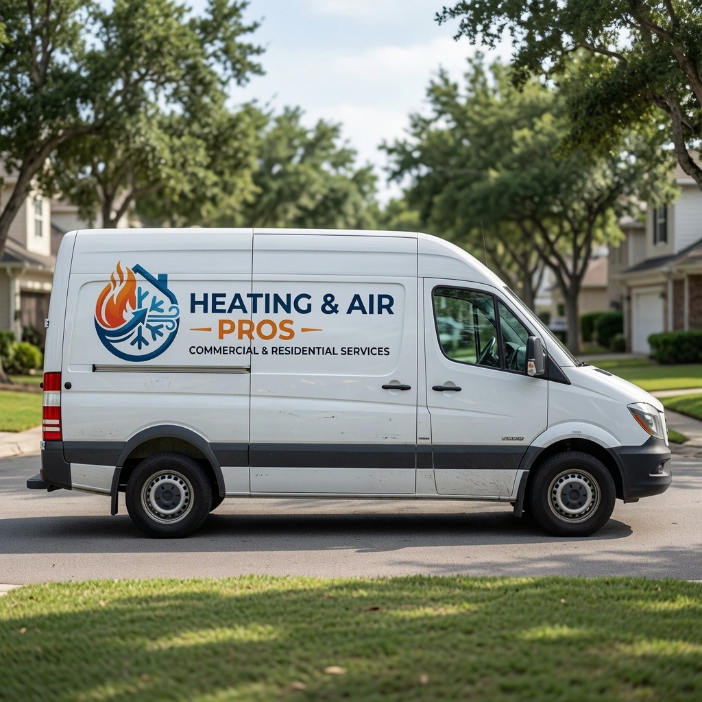 Local heating and air service van serving Brigham City
